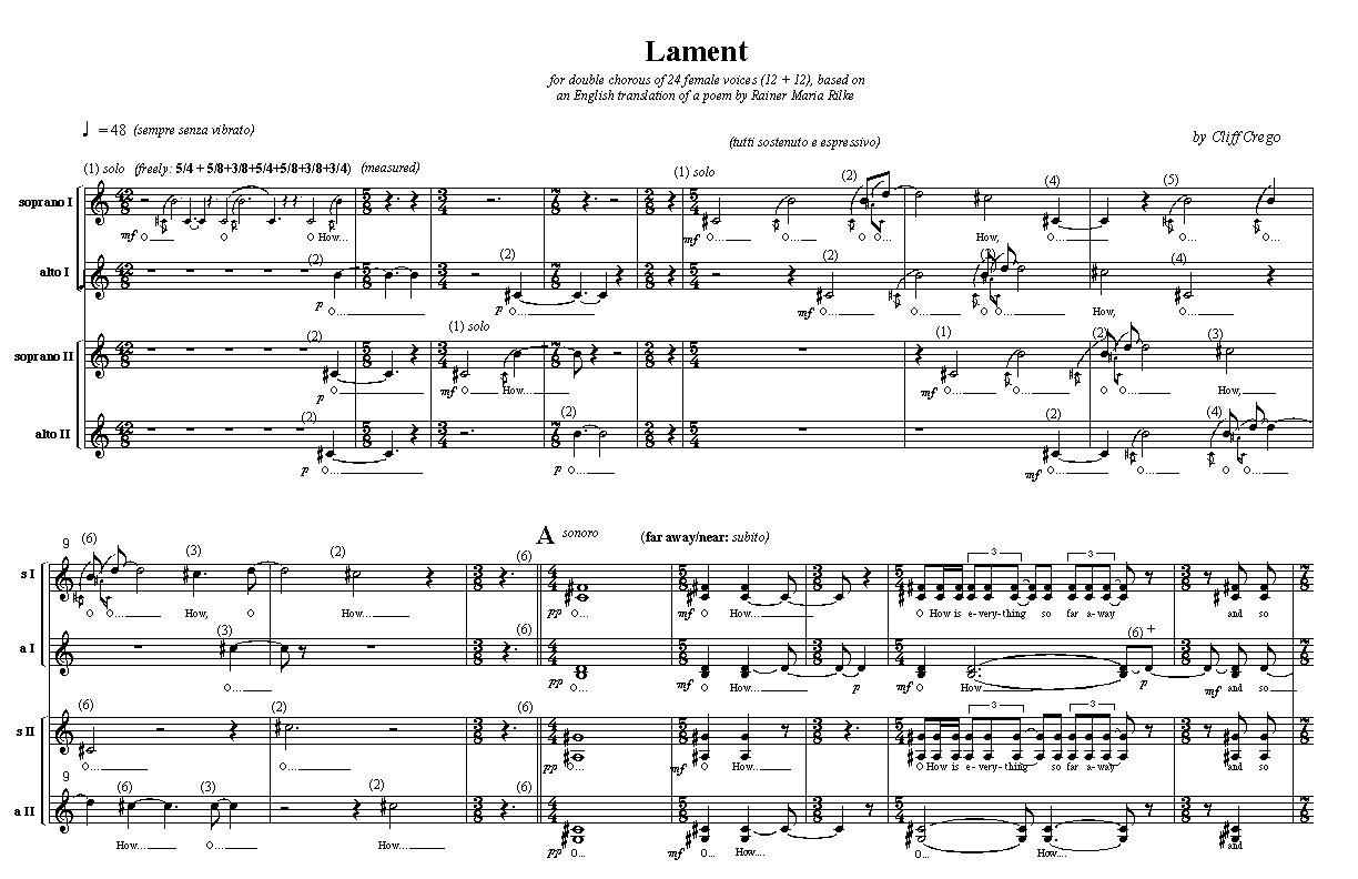 Page 1 of Lament for Double Choir