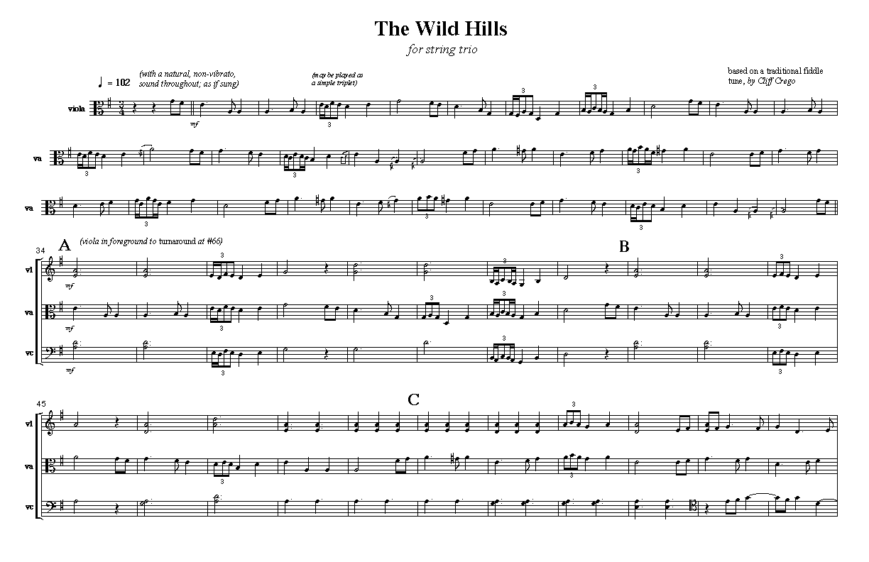 Page 1 of The Wild Hills for String Trio