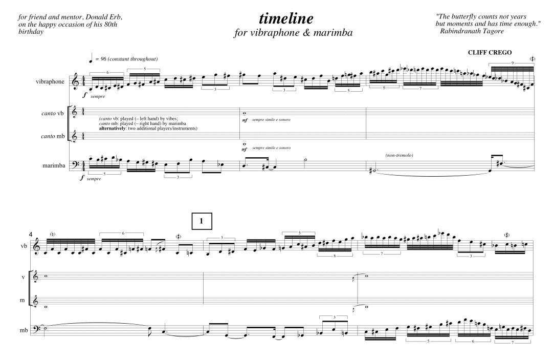 Page 1 TIMELINE | for vibraphone & marimba