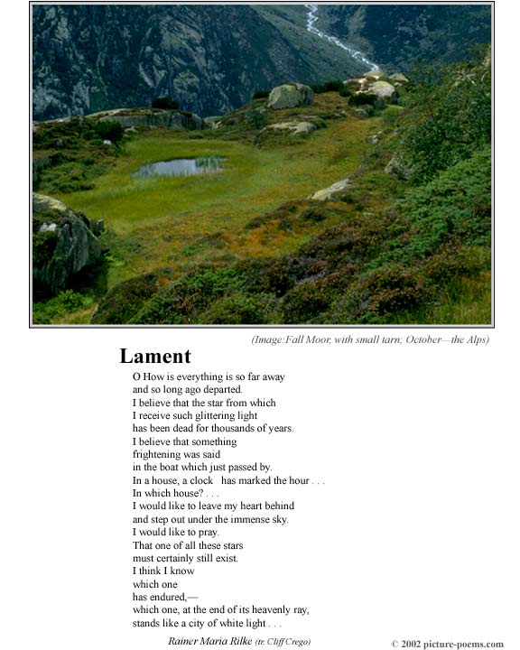 Picture/Poem Poster: Lament (Rilke tr. Crego)