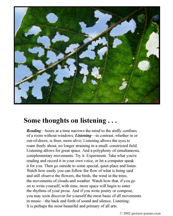 Picture/Poem Poster: Listening