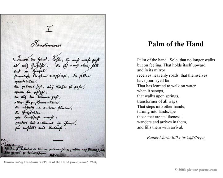 Poster: Winterweg: Palm of the Hand (Rilke tr. Crego)