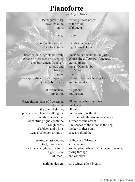 Picture/Poem Poster: Pianoforte