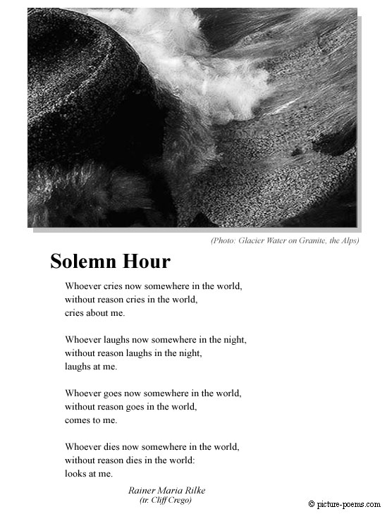 Poster: Solemn Hour-bw (Rilke tr. Crego)