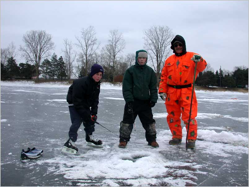 ice fishing trio