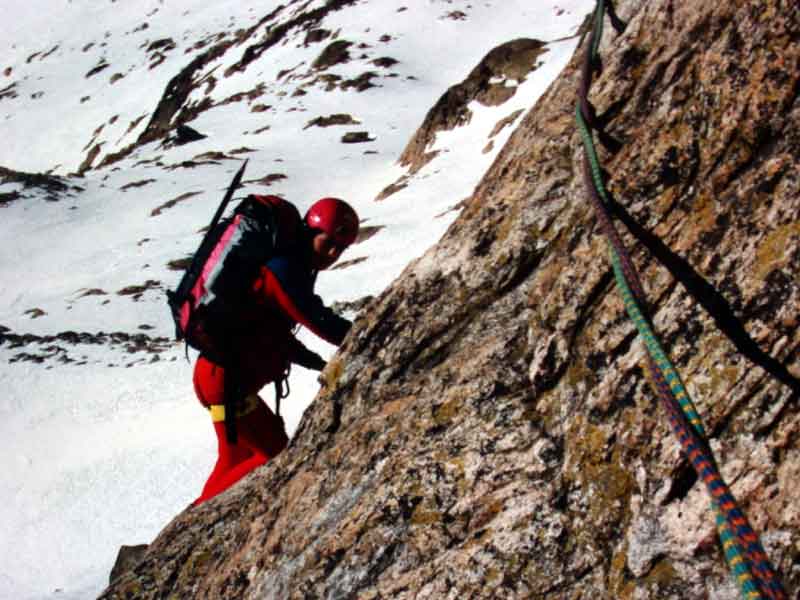 south face, spring climb -- the alps