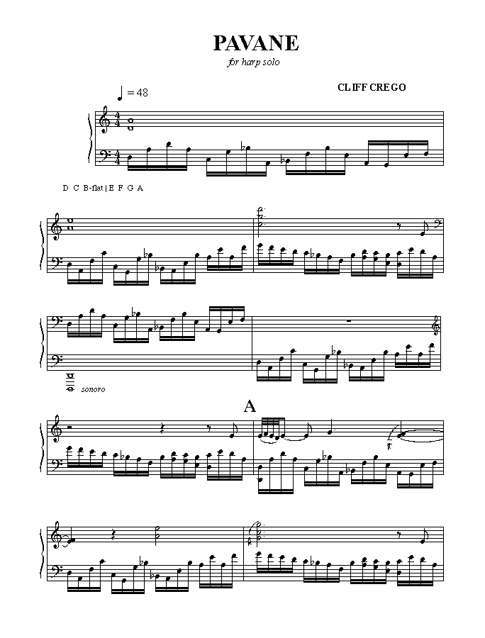 Page 1 of PAVANE -- for solo harp