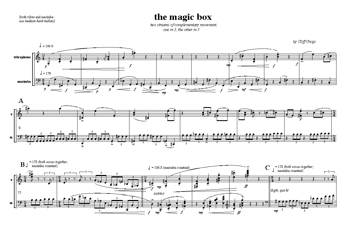 Page 1 of magic box: vibes/marimba