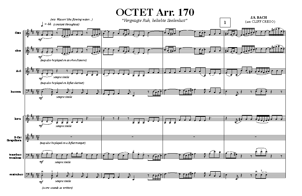 Page 1 OCTET | arr. BACH 170