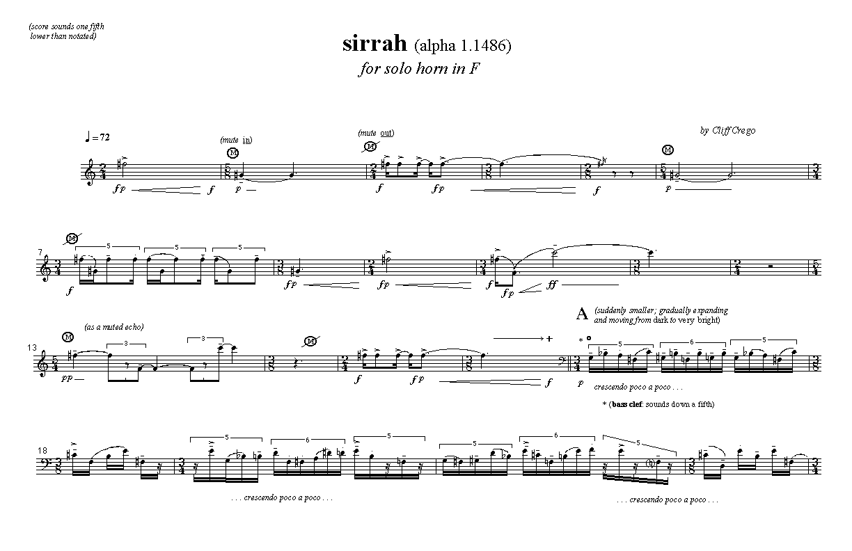 Page 1 of Sirrah for Solo Horn