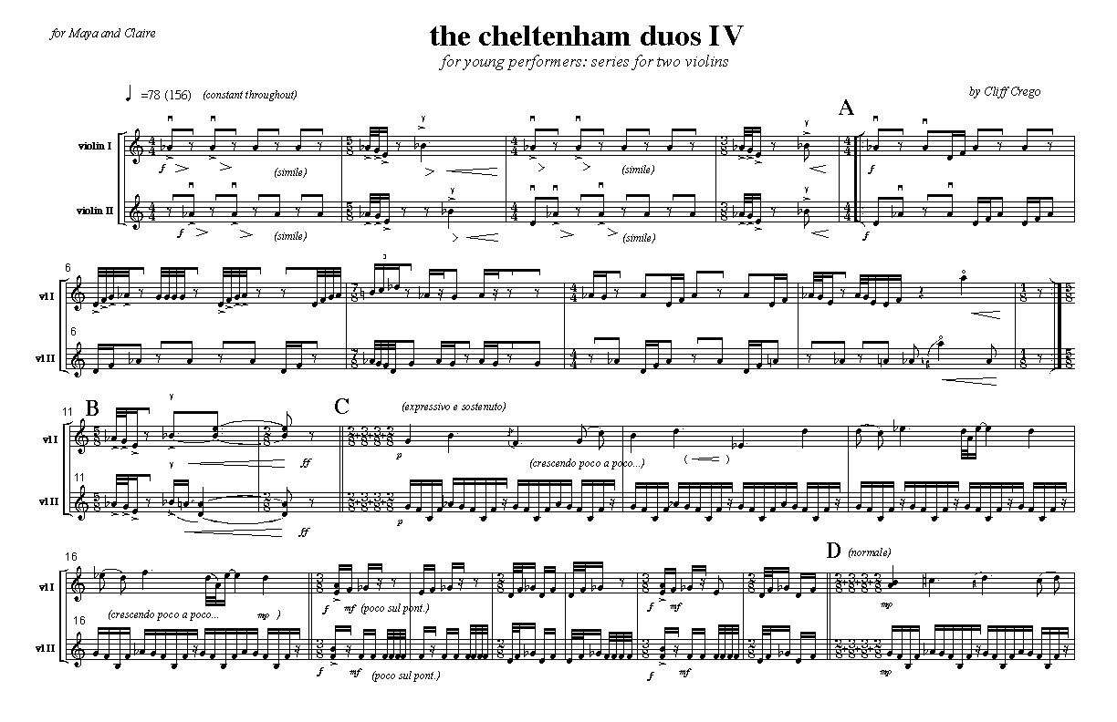 Page 1 of Cheltenham Duo IV: two violins