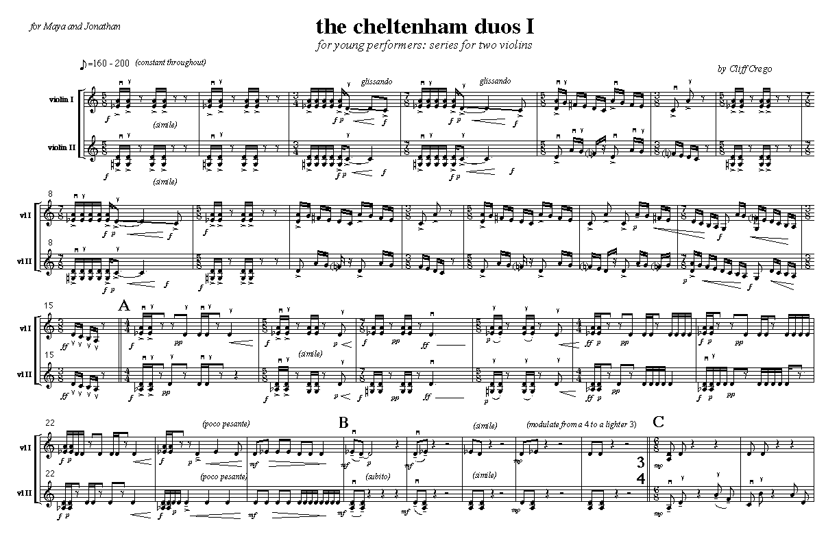 Page 1 of Cheltenham Duo I: two violins