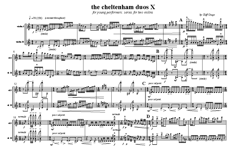 Page 1 of  Cheltenham Duo X : for two violins