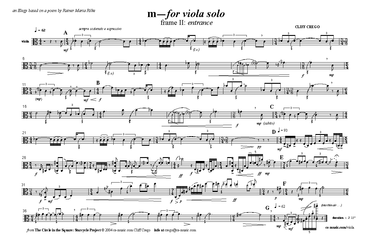 Page 1 of m: frame II: for viola solo