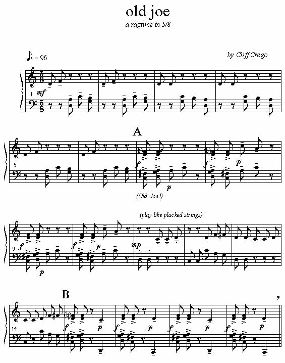 Page 1 of Old Joe (piano version)